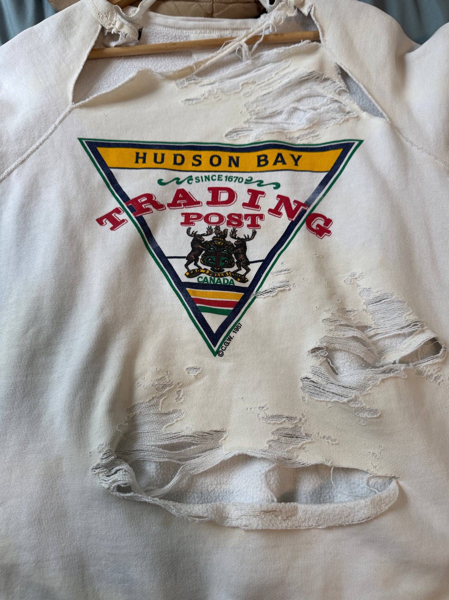 1987 Hudson Bay Thrashed Crewneck Sweatshirt