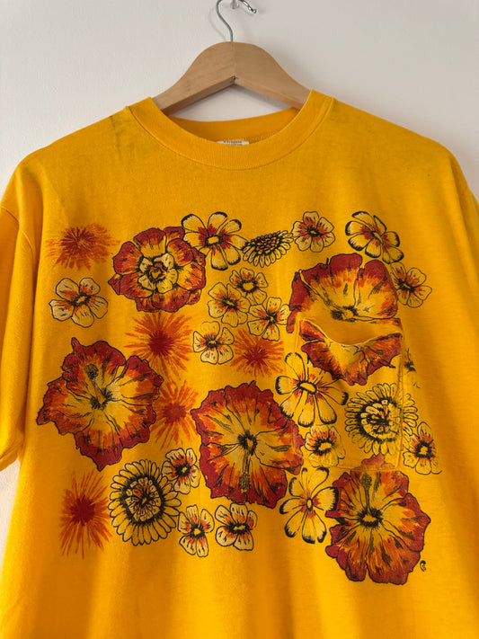 70s Hi-Cru Hawaiian Floral Pocket Tee (XL)