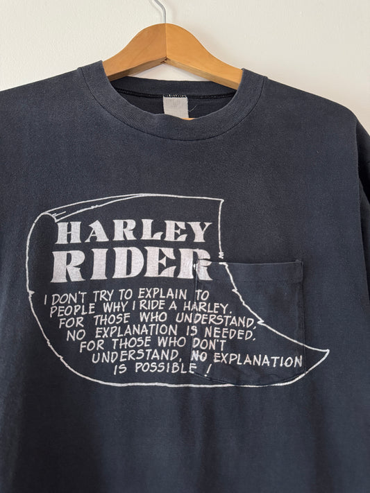 1982 Harley Rider Faded Black Pocket Tee (L/XL)