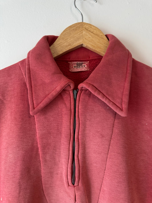 50s Brent Faded Red Zip-up Sweatshirt (L)