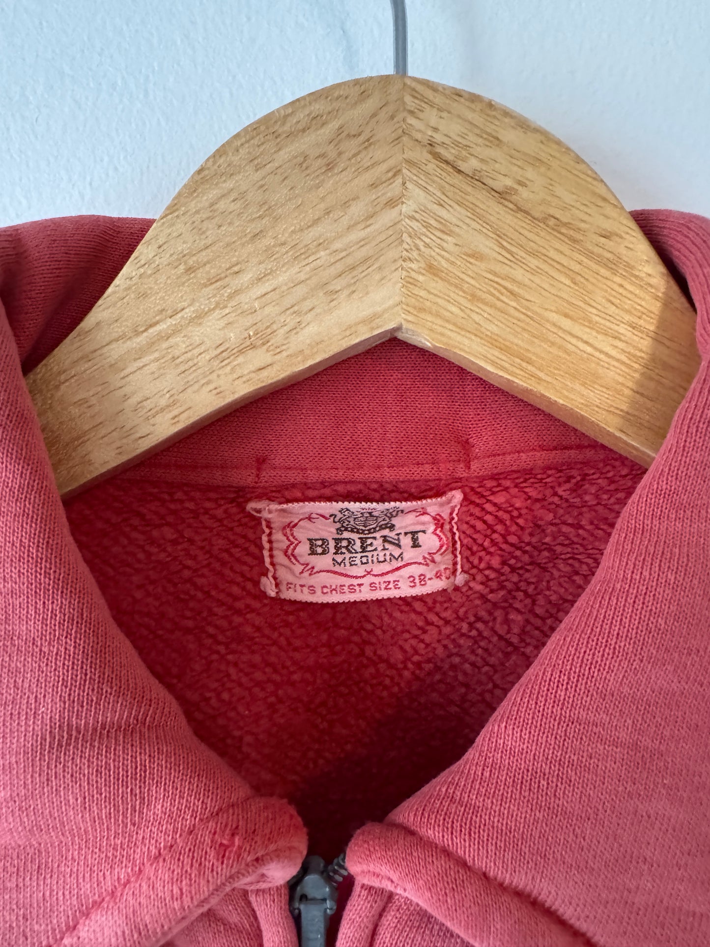 50s Brent Faded Red Zip-up Sweatshirt (L)