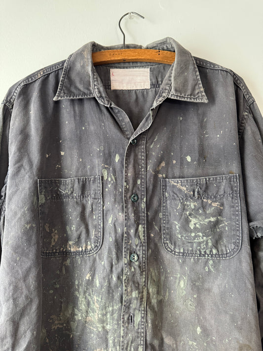 1960's Thrashed + Painted "Black" Work Shirt (XL)