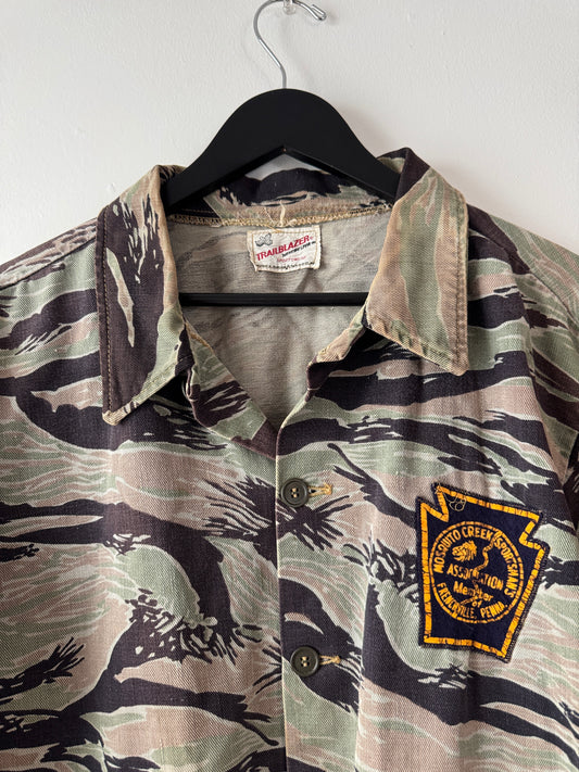 1970s Faded "Trailblazer" Tiger Stripe Camo Jacket (XL)