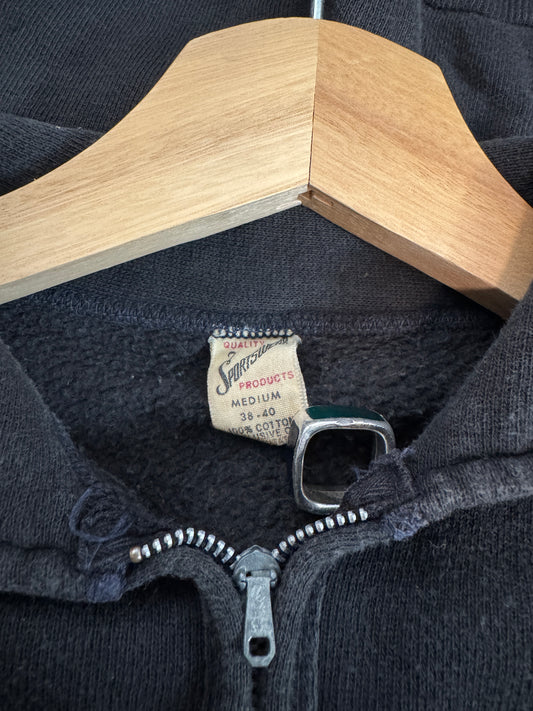 1960s Sportswear Black Zip up Sweatshirt (M)