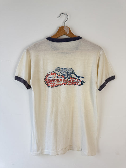 1970s "Turbo Action" Cheetah Ringer Tee (M)
