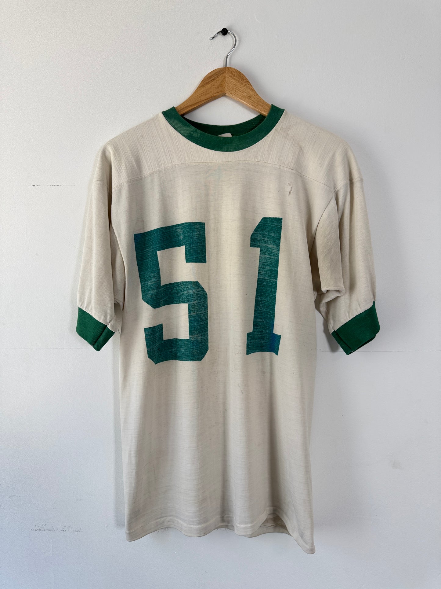 60s Pro Knitwear Green + White "51" Durene Jersey (M)