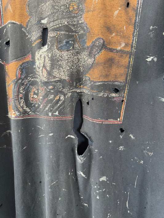 90s Thrashed + Faded Mickey Mouse Motorcycle Tee (L)