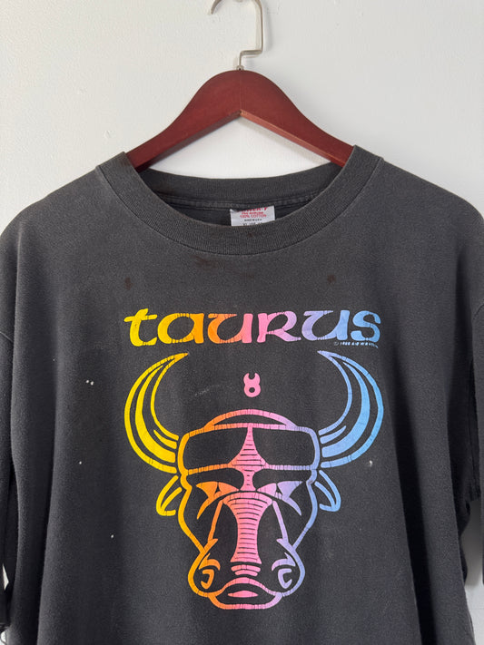 90s Taurus Zodiac Sign Black Tee (XL)
