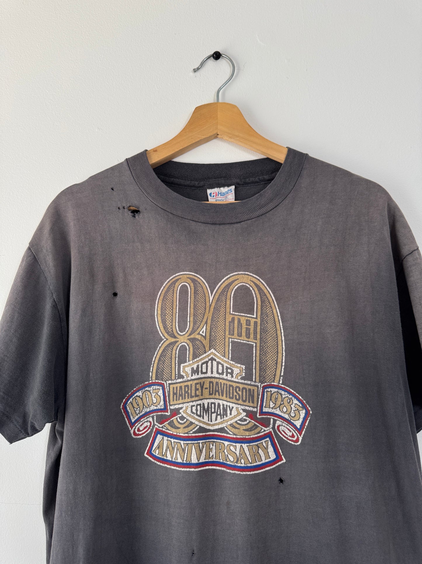 1985 Harley Anniversary Faded Black Tee (XL)