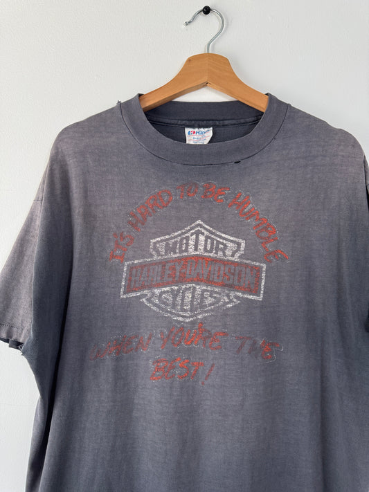 80s Harley "It's Hard To Be Humble" Faded Black Tee (XL)
