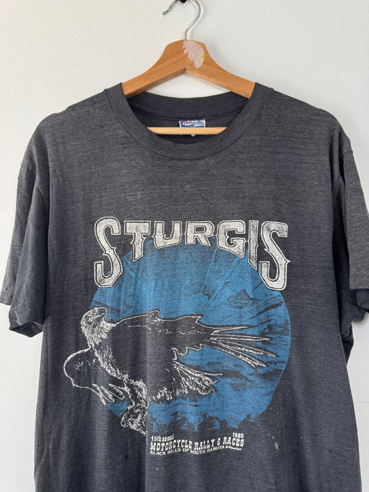 1985 Sturgis Motorcycle Rally Faded Black Tee (XL)