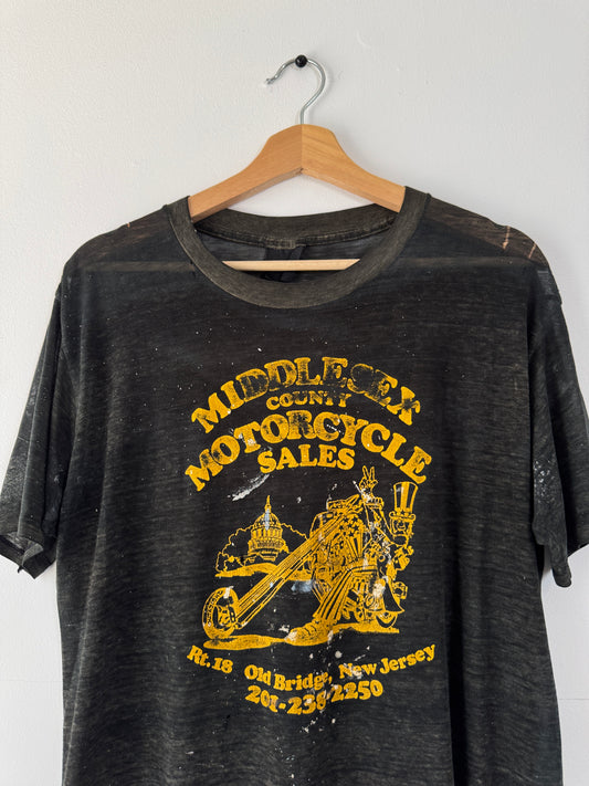 80s Extremely Thin Harley Davidson Black Tee (L)