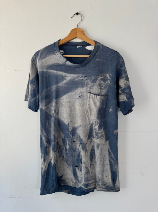 80s Extremely Thrashed + Faded Blue Pocket Tee (M)