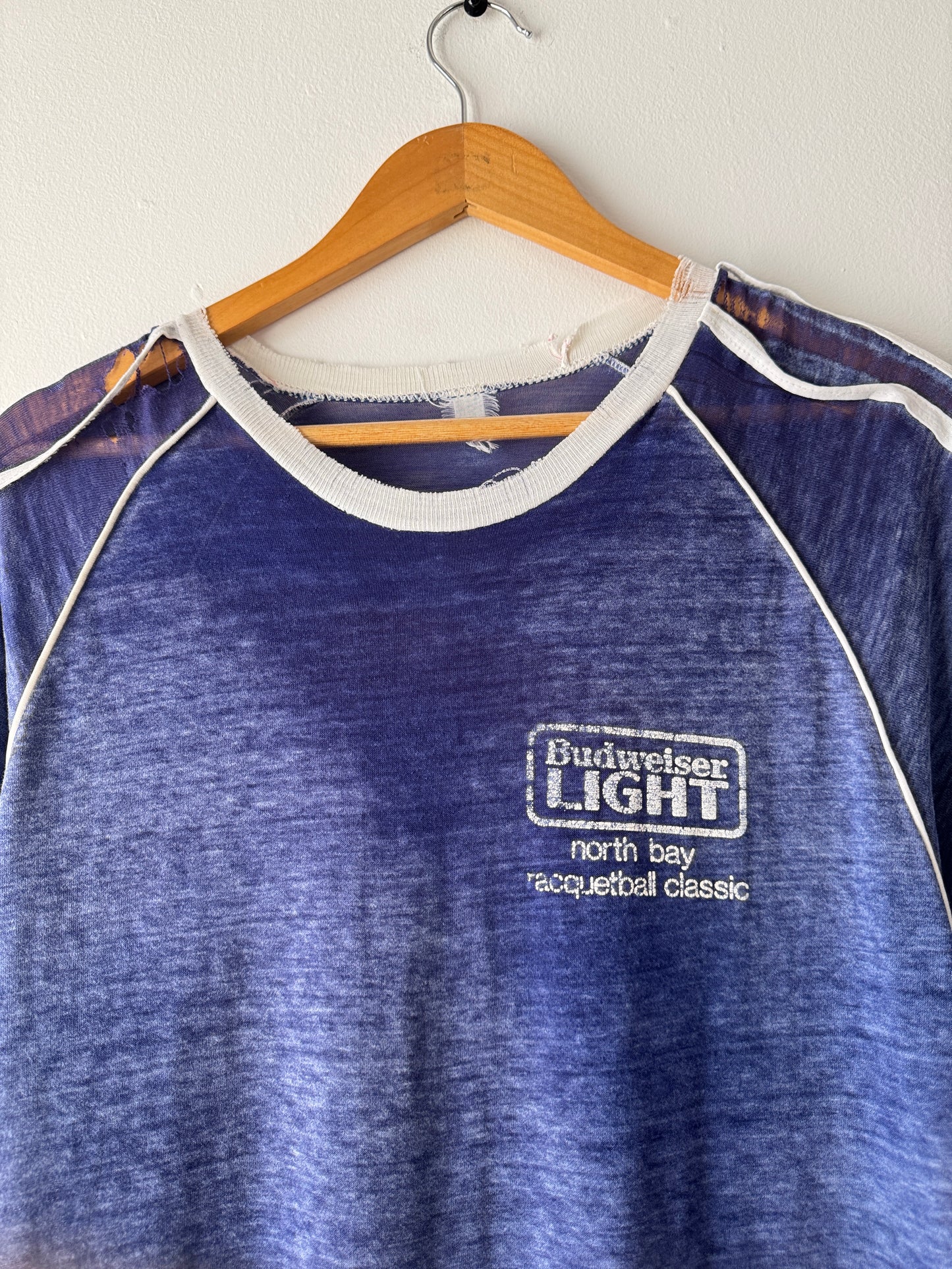 70s Budweiser "Next Of Skin" Paper Thin Faded Tee (L)