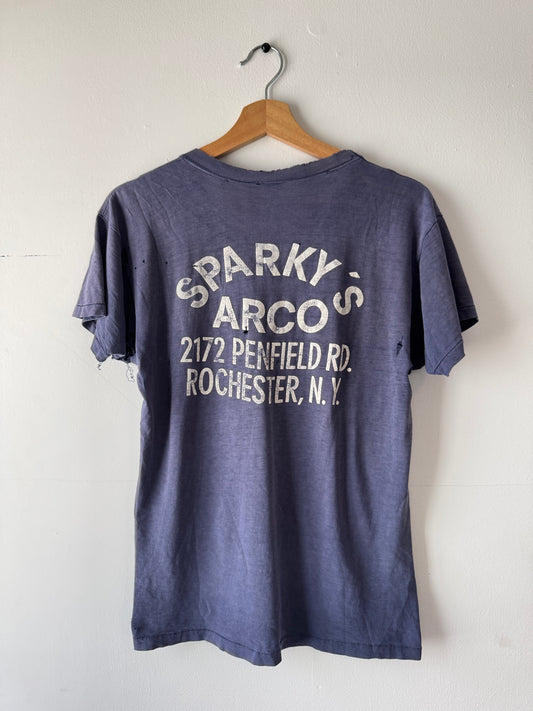 70s Champion "Sparkys Arco" Thrashed + Faded Tee (M)