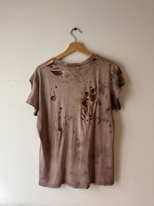 70s Thrashed + Faded Blank Brown Pocket Tee (L)