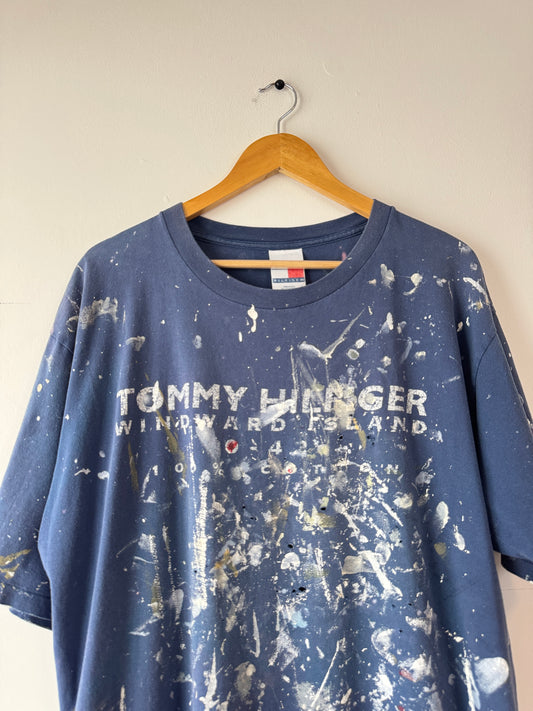 90s Tommy Hilfiger Thrashed + Faded Navy Tee (XL)