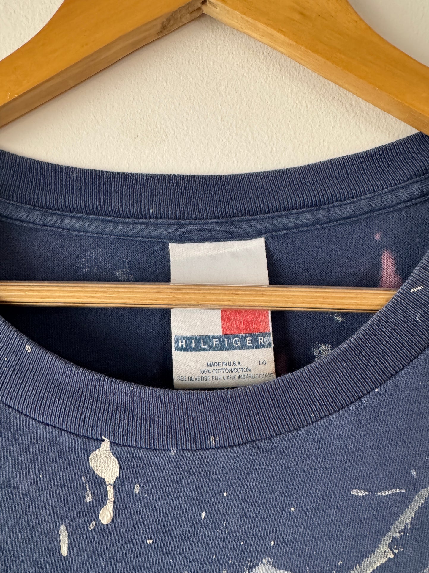 90s Tommy Hilfiger Thrashed + Faded Navy Tee (XL)