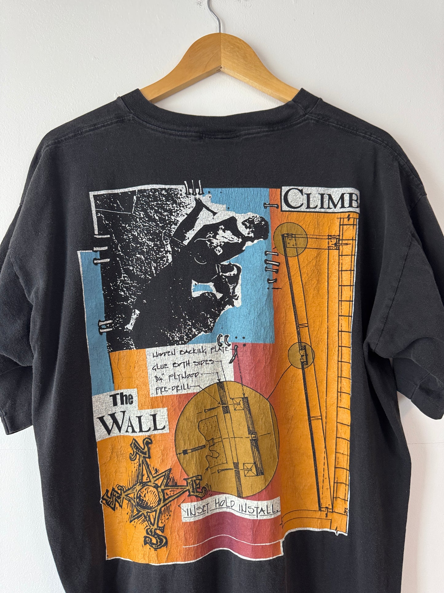 90s Climb The Wall Rock Climbing Black Tee (XL)