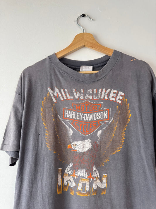 80s Harley Milwaukee Iron Faded Black Tee (XL)