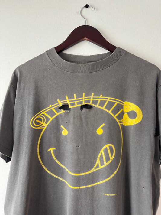 90s Wild Oats Smiley Faded Black Tee (L/XL)