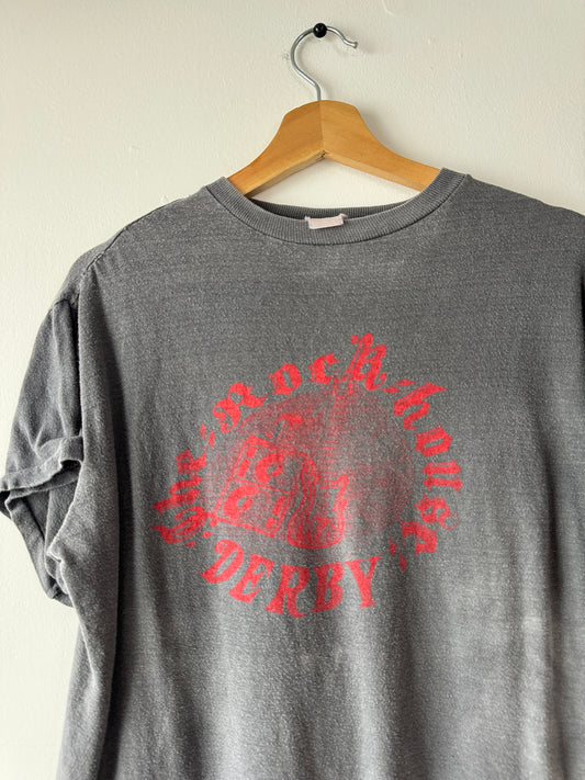 80s Rockathon Derby Music Nightclub Faded Black Tee (L)