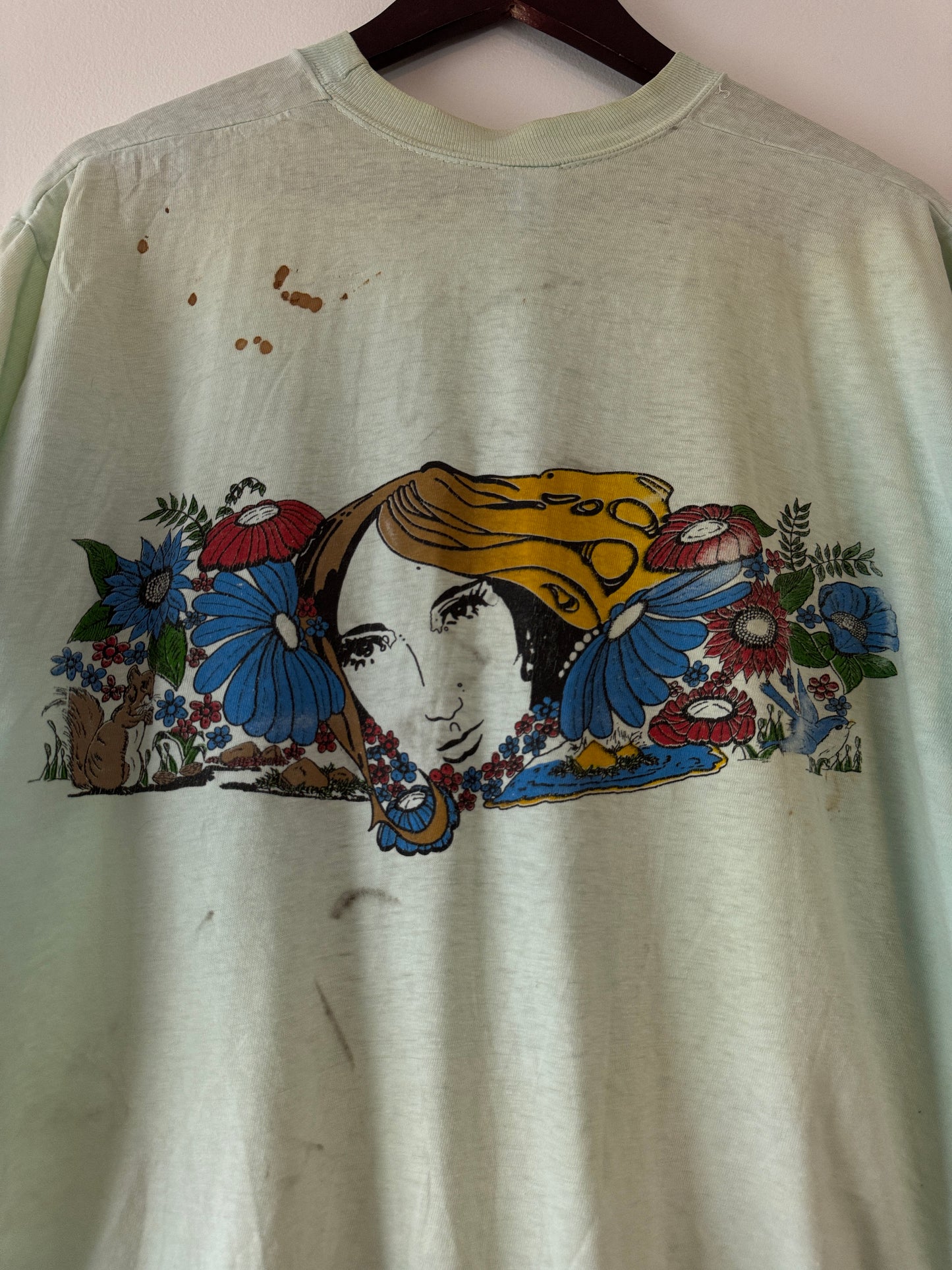 70s Mint Hi-Cru Hawaiian Floral Pocket Tee (XL)