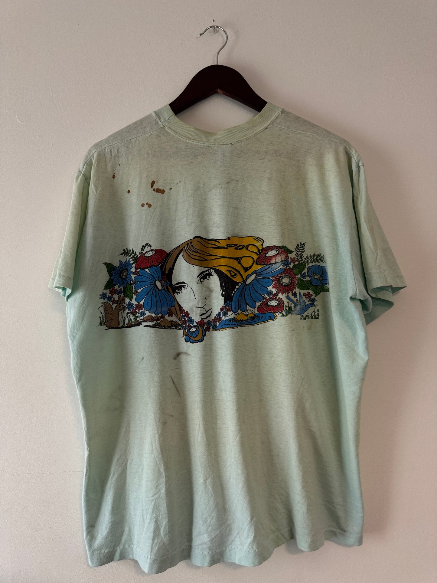 70s Mint Hi-Cru Hawaiian Floral Pocket Tee (XL)