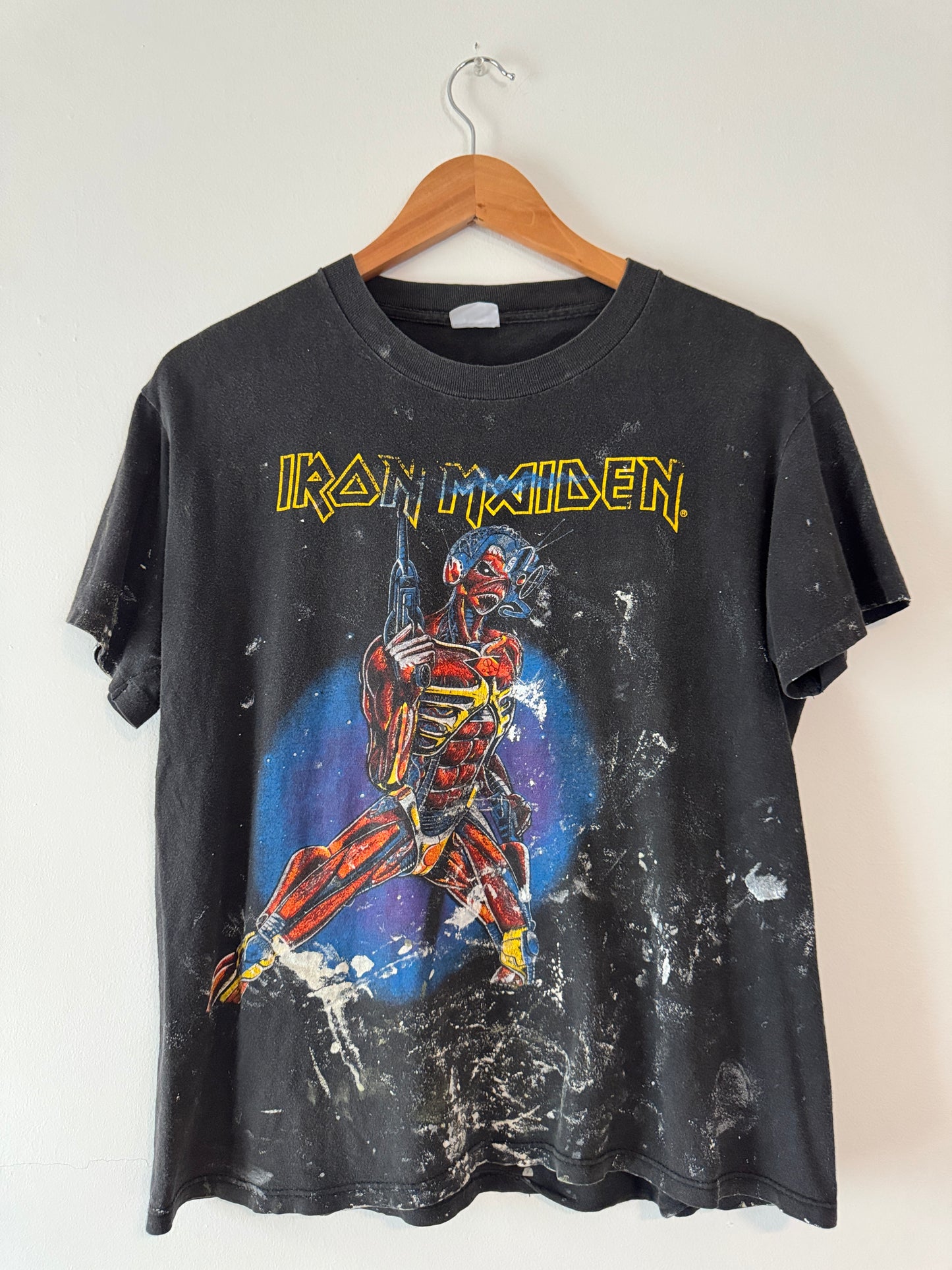 1987 Paint Splatter Iron Maiden Band Tee (M)