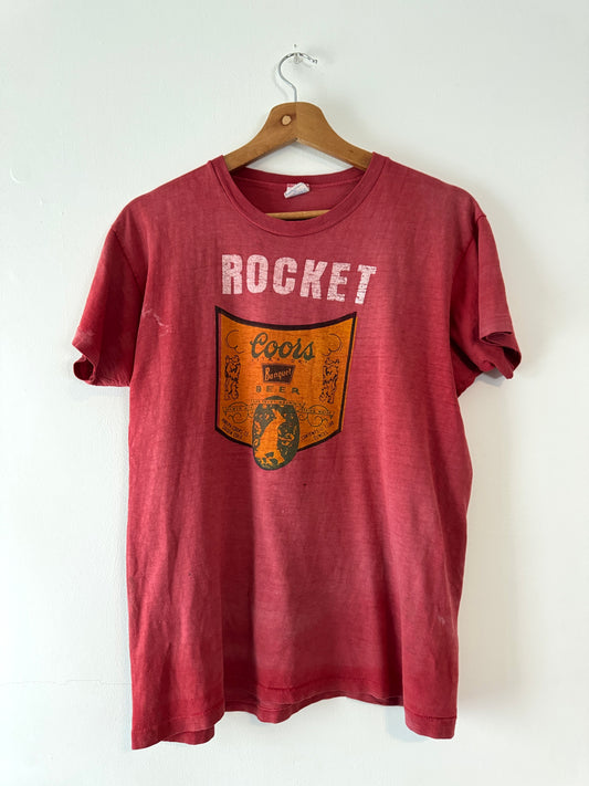 70s Champion "Rocket" Faded Red Tee (M)