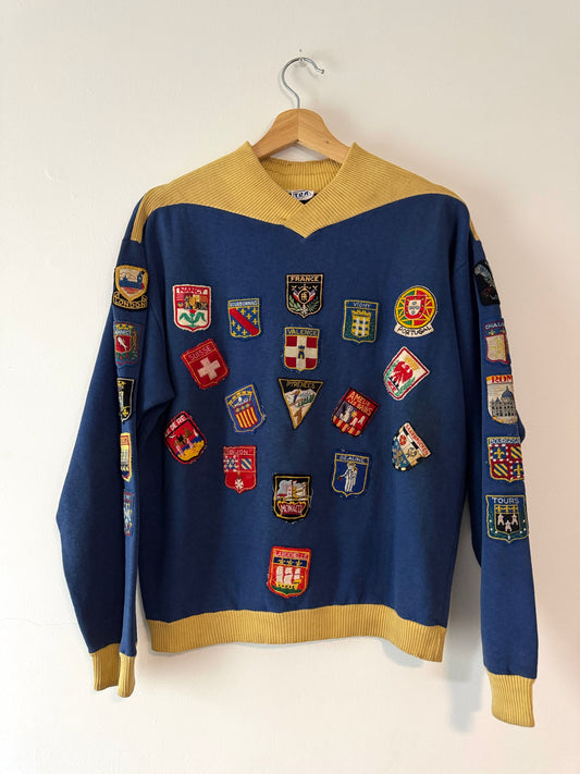 1960s Two-Tone France Patchwork Sweatshirt (L)