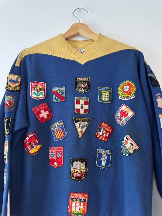1960s Two-Tone France Patchwork Sweatshirt (L)