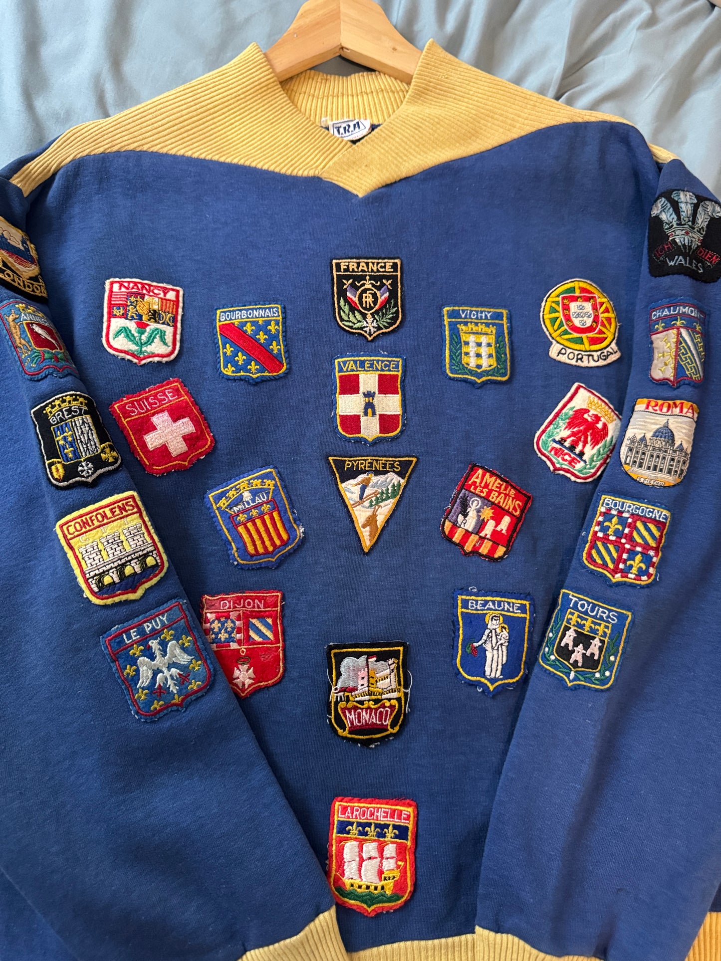 1960s Two-Tone France Patchwork Sweatshirt (L)