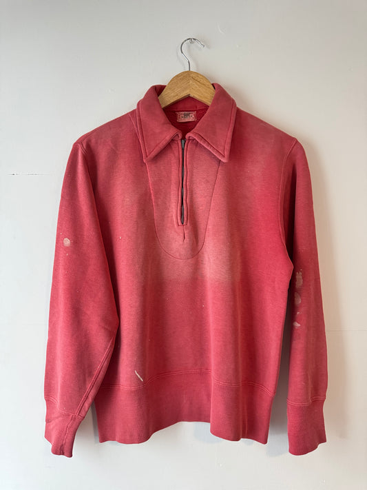 50s Brent Faded Red Zip-up Sweatshirt (L)