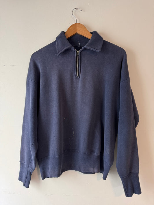 60s Navy Quarter Zip Sweatshirt (XL)
