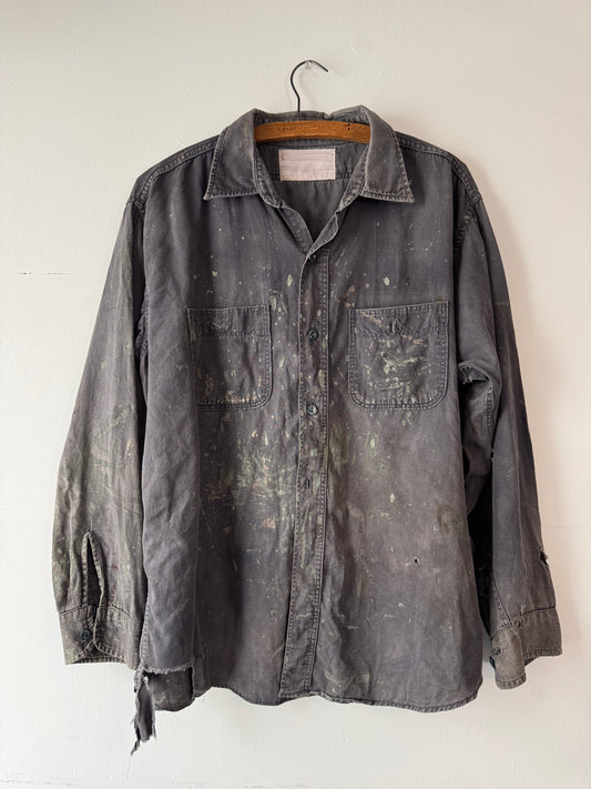 1960's Thrashed + Painted "Black" Work Shirt (XL)
