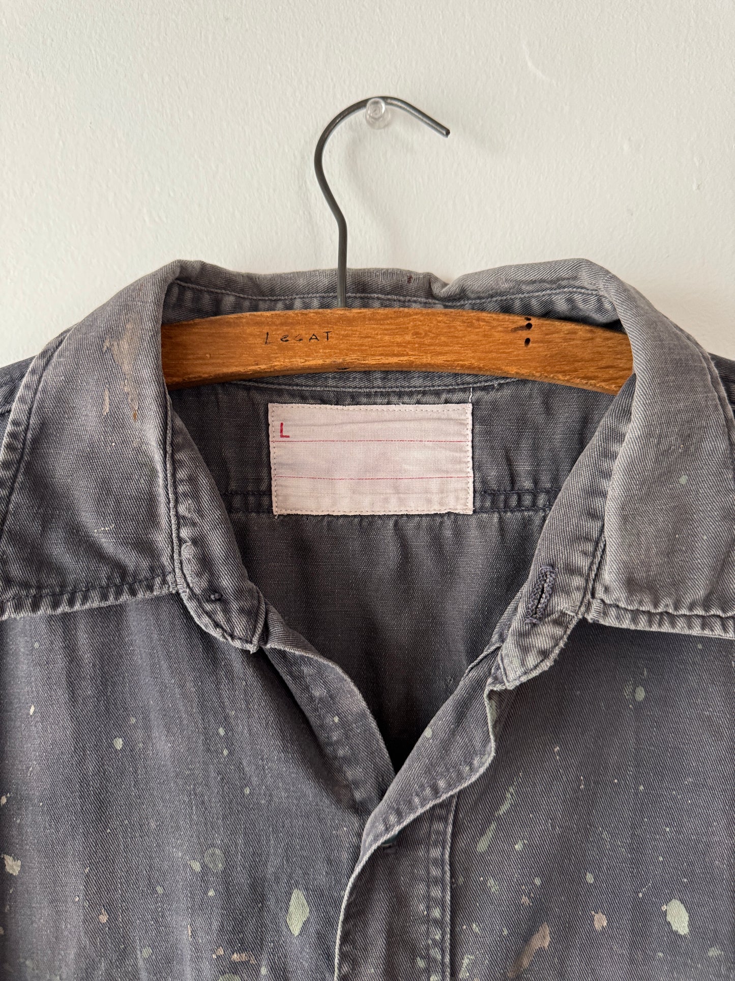 1960's Thrashed + Painted "Black" Work Shirt (XL)