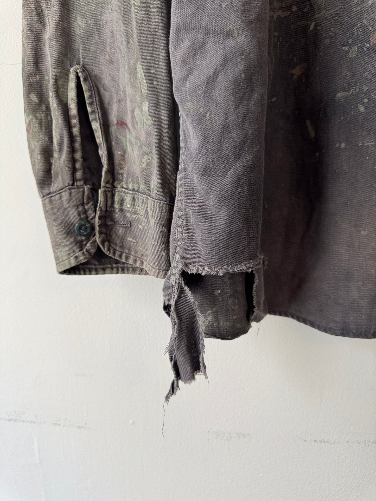 1960's Thrashed + Painted "Black" Work Shirt (XL)