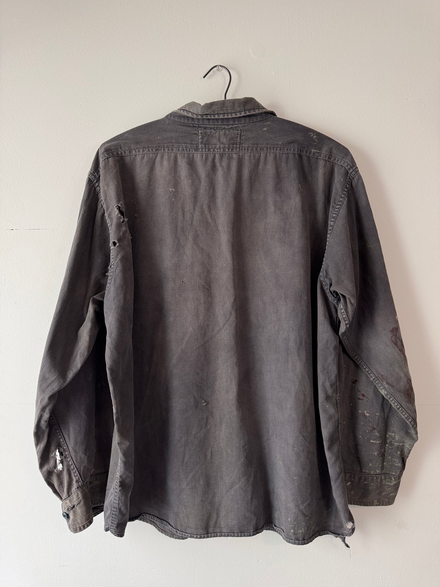 1960's Thrashed + Painted "Black" Work Shirt (XL)