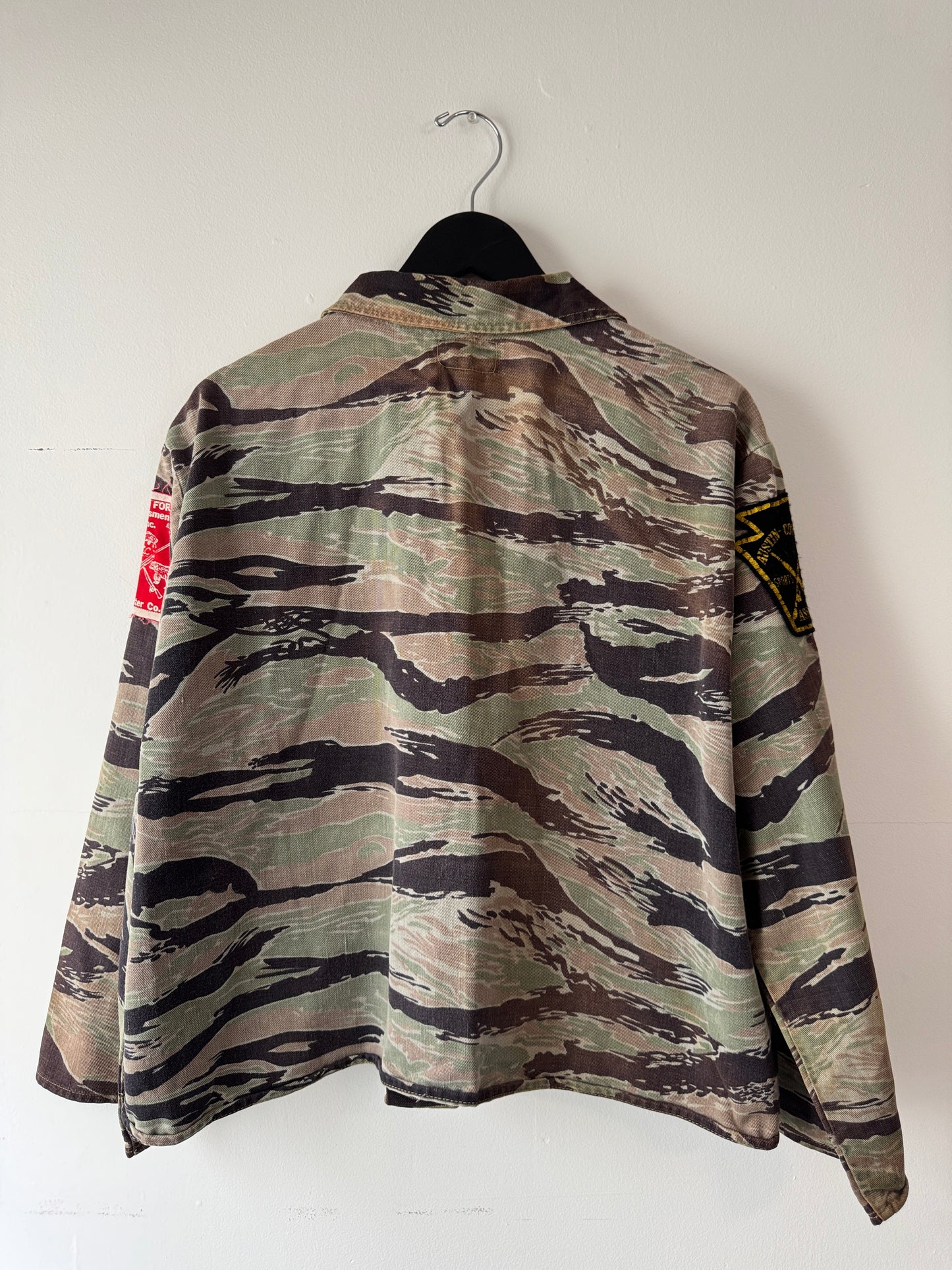 1970s Faded "Trailblazer" Tiger Stripe Camo Jacket (XL)