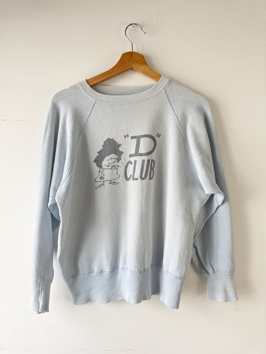 1960s/70s "D Club" Light Blue Sweatshirt (L/XL)