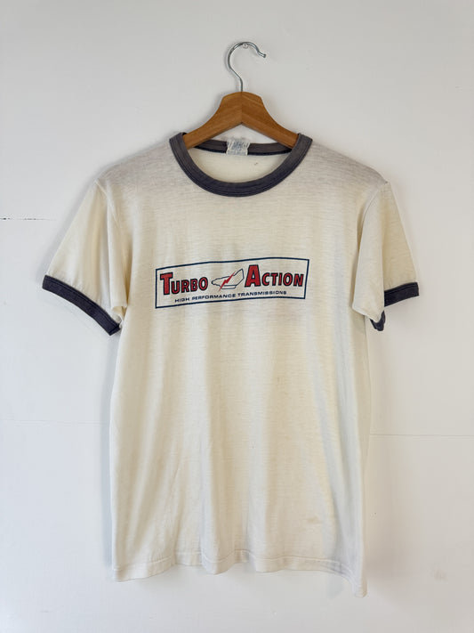 1970s "Turbo Action" Cheetah Ringer Tee (M)