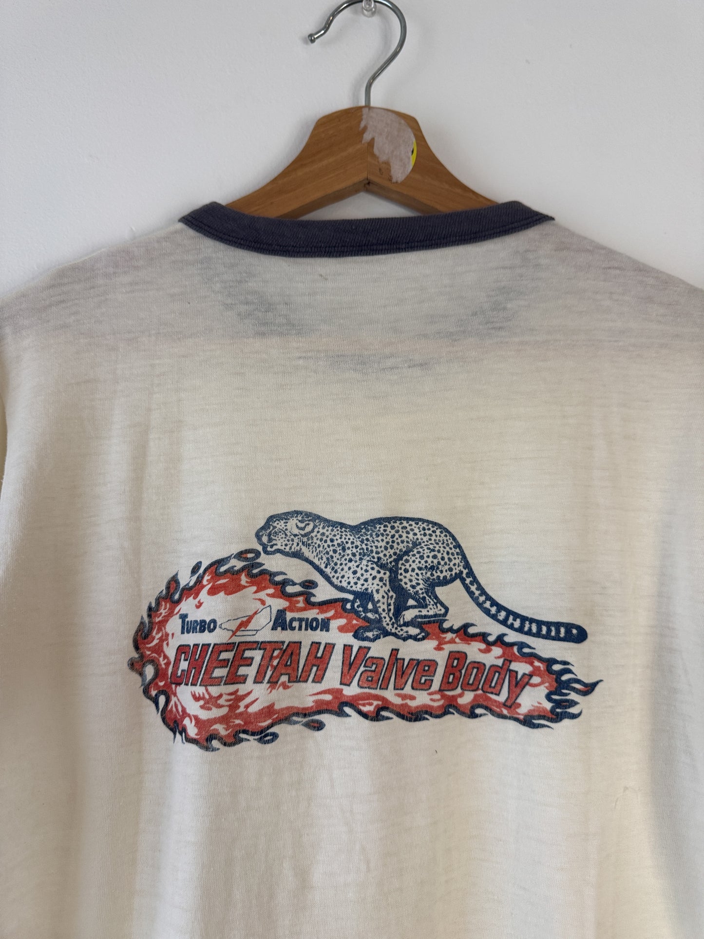 1970s "Turbo Action" Cheetah Ringer Tee (M)