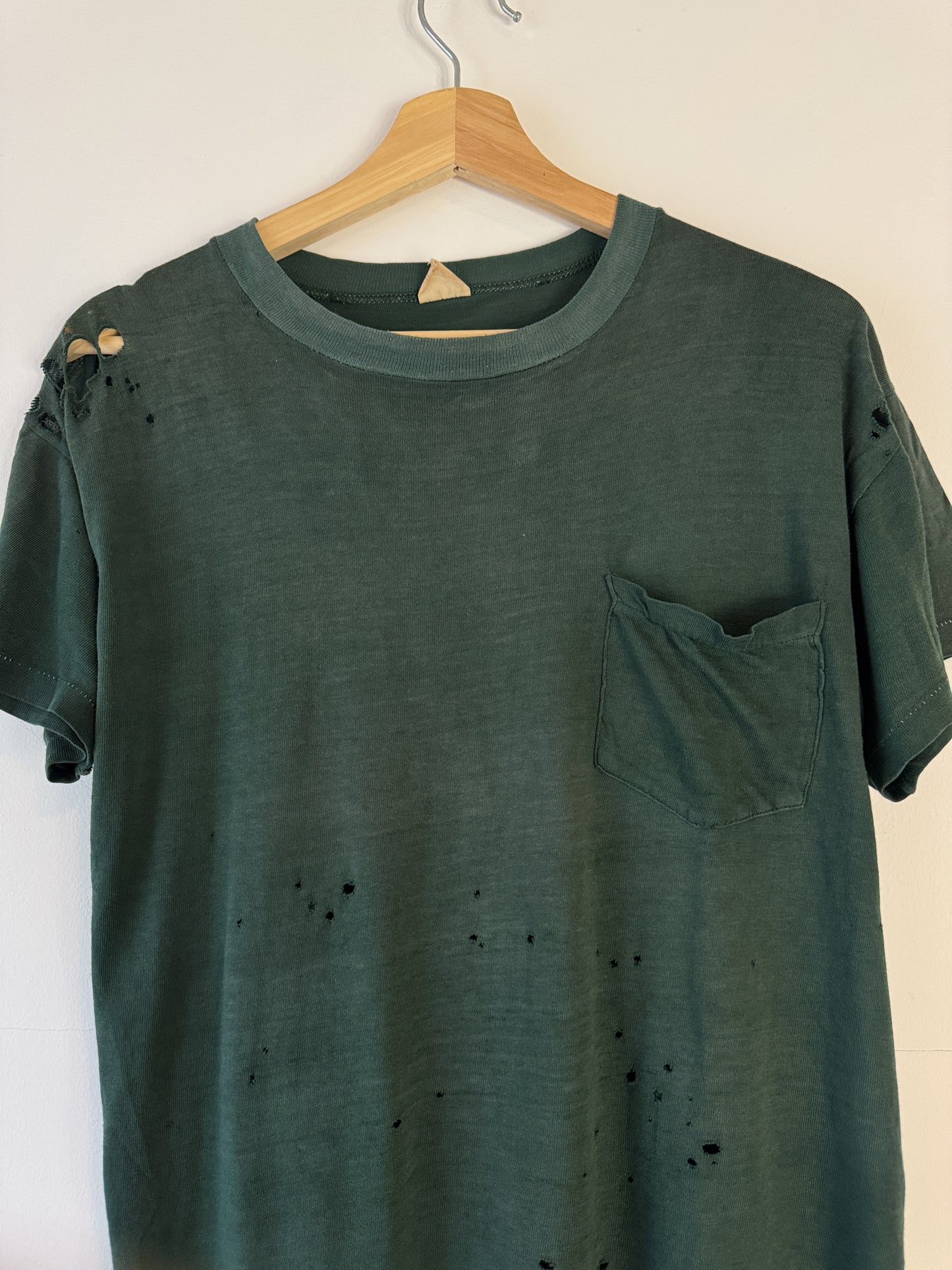 1960s Pennleigh Thrashed + Faded Green Pocket Tee (L)