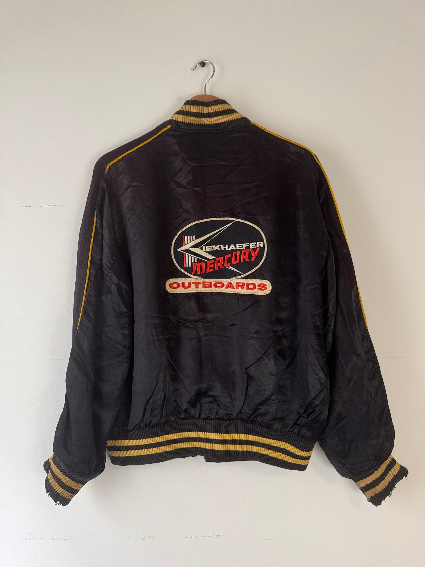 1960s Black Satin Snoopy Patch Jacket (XL)