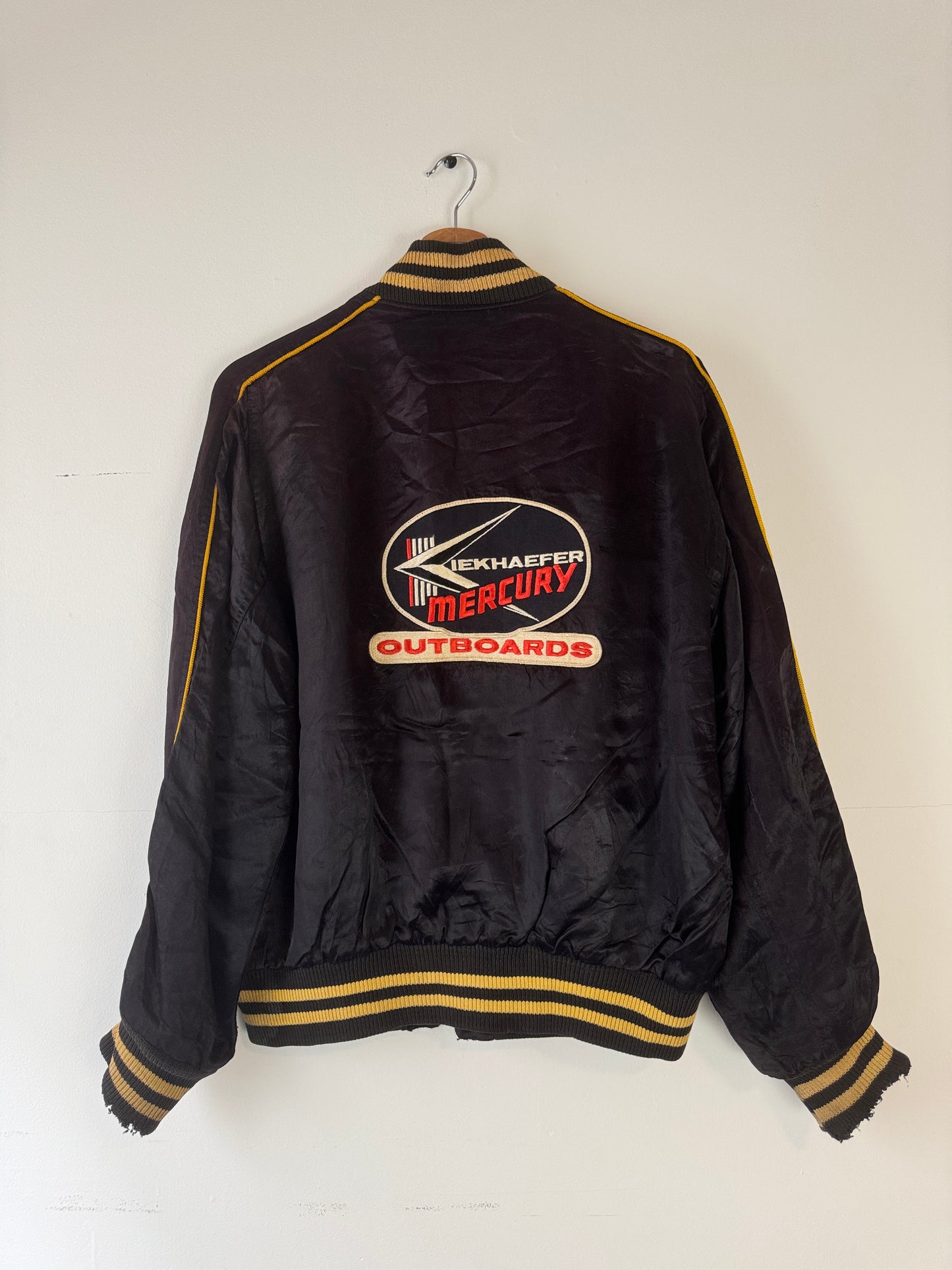1960s Black Satin Snoopy Patch Jacket (XL)
