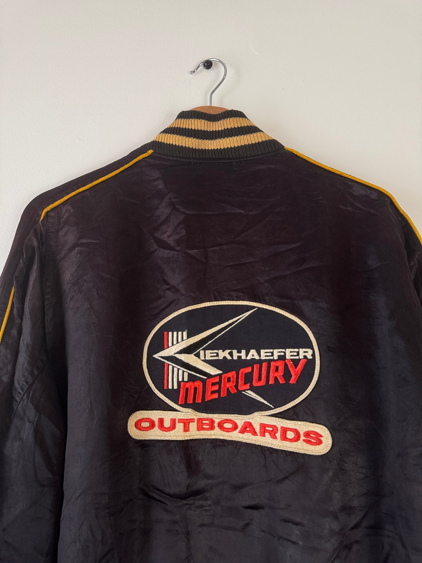 1960s Black Satin Snoopy Patch Jacket (XL)