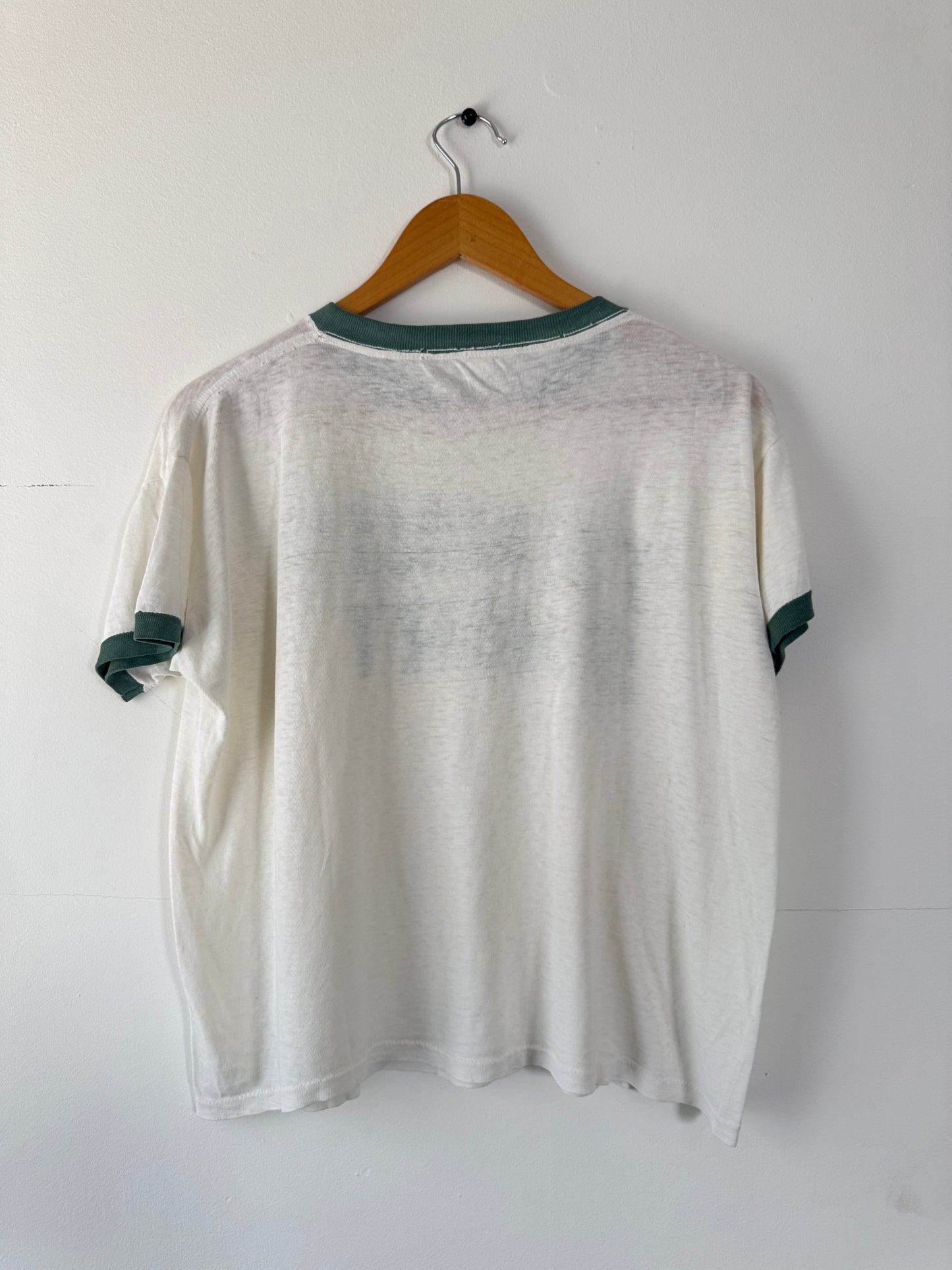 1970s "Tennis Shirt" White Ringer Tee (L)