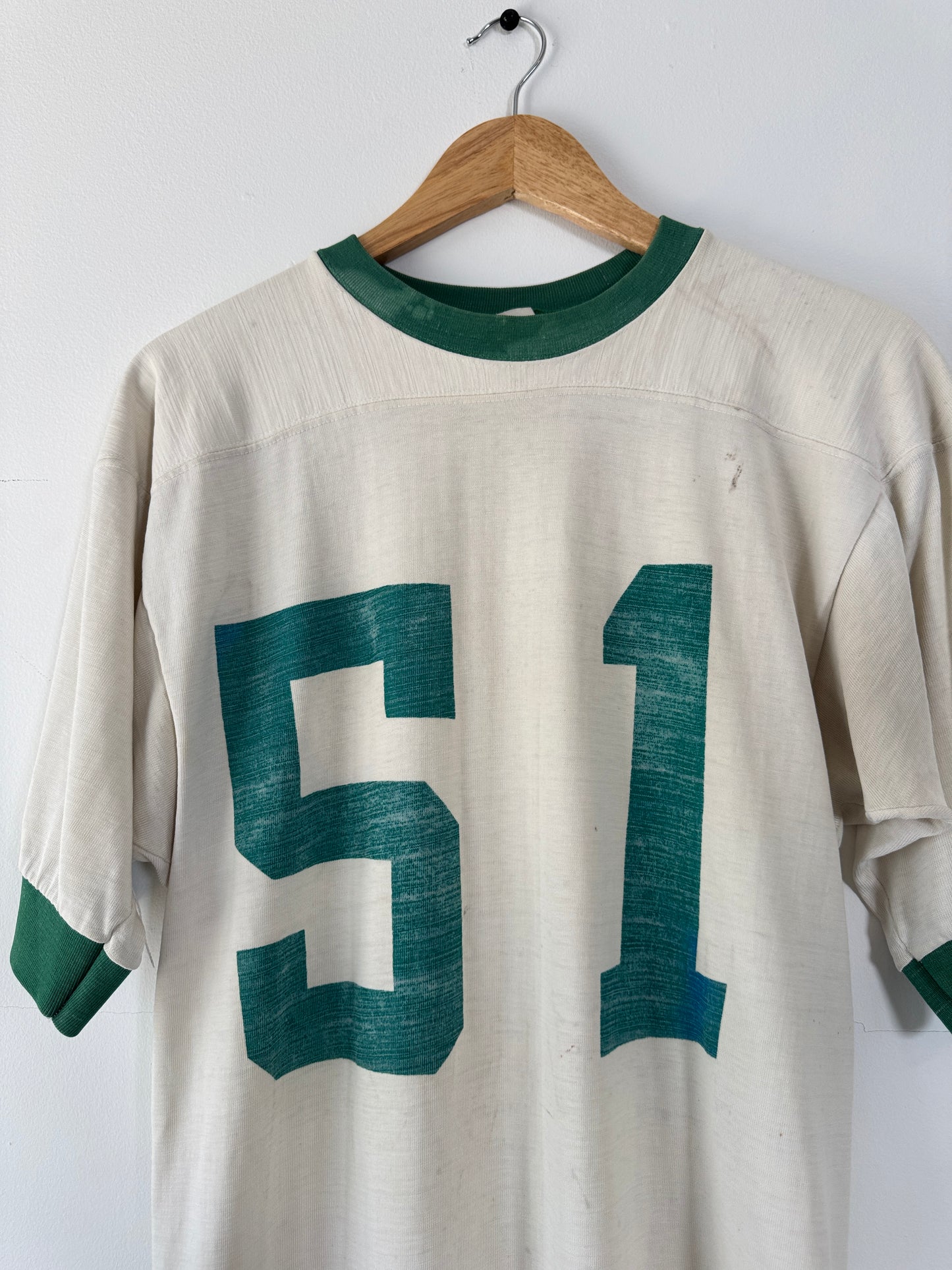 60s Pro Knitwear Green + White "51" Durene Jersey (M)
