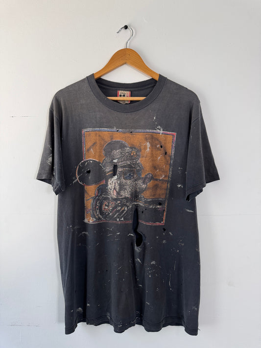 90s Thrashed + Faded Mickey Mouse Motorcycle Tee (L)
